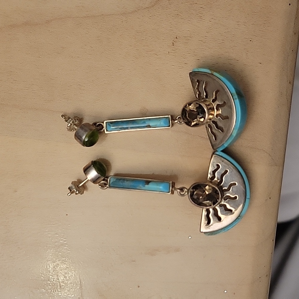 Estate 925 Navajo dangly type earrings